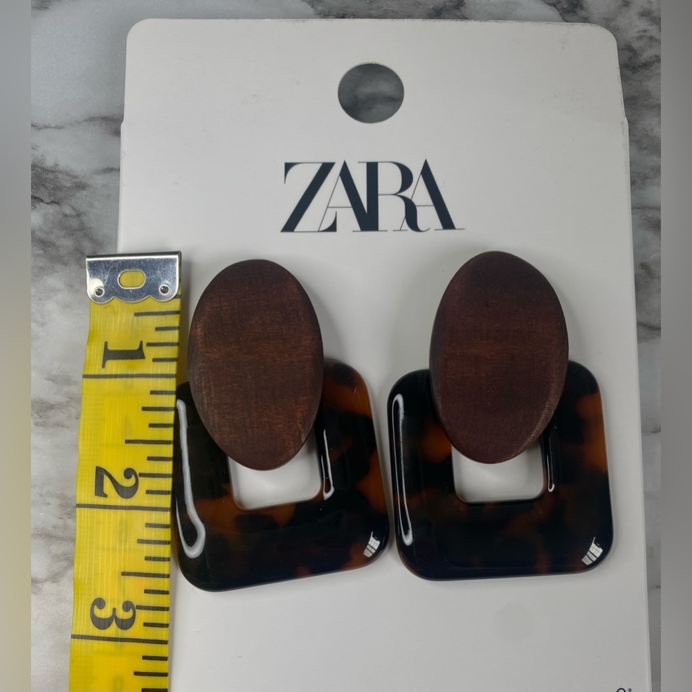 BNWT Zara Brown and Tortoiseshell Earrings - Picture 6 of 7